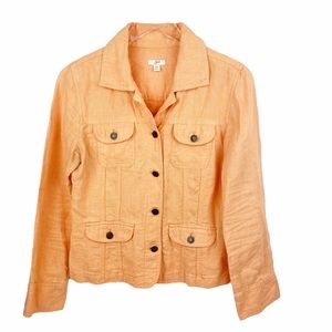 J. Jill Coral Fall Peach Coral Linen Blazer Jacket XS